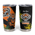 Wests Tigers Tumbler Cup Golden Wattle Floral Polynesian - Australian Flower - Rugby Mascot