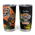 Wests Tigers Tumbler Cup Golden Wattle Floral Polynesian - Australian Flower - Rugby Mascot