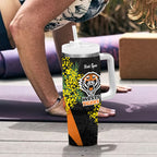 Wests Tigers Tumbler With Handle Golden Wattle Floral Polynesian - Australian Flower - Rugby Mascot