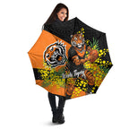 Wests Tigers Umbrella Golden Wattle Floral Polynesian - Australian Flower - Rugby Mascot