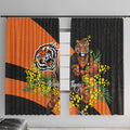 Wests Tigers Window Curtain Golden Wattle Floral Polynesian - Australian Flower - Rugby Mascot