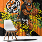 Wests Tigers Window Curtain Golden Wattle Floral Polynesian - Australian Flower - Rugby Mascot