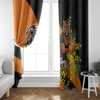 Wests Tigers Window Curtain Golden Wattle Floral Polynesian - Australian Flower - Rugby Mascot