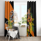 Wests Tigers Window Curtain Golden Wattle Floral Polynesian - Australian Flower - Rugby Mascot