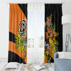 Wests Tigers Window Curtain Golden Wattle Floral Polynesian - Australian Flower - Rugby Mascot