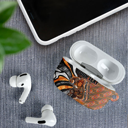 Personalised Greater Western Sydney Giants AirPods Case Trippy Psychedelic Abstract Art Mascot Football Fans