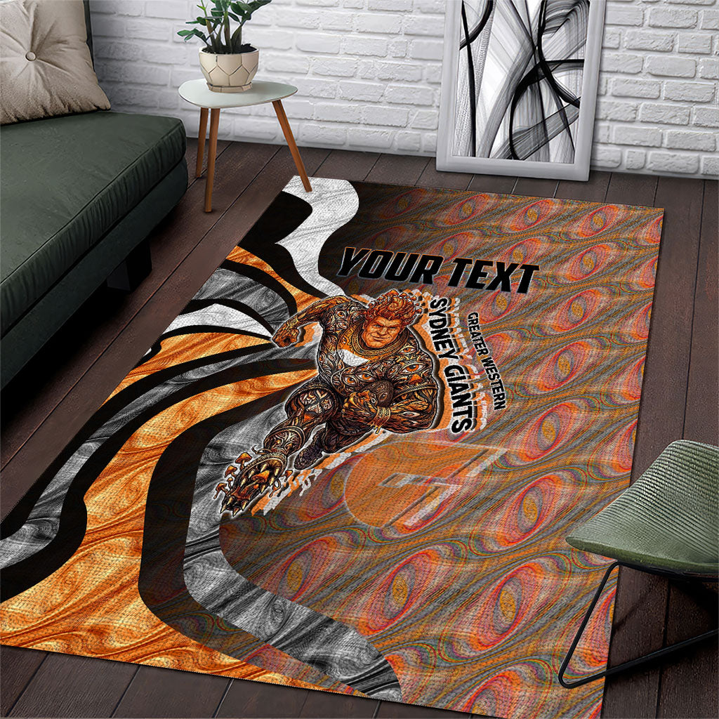 Personalised Greater Western Sydney Giants Area Rug Trippy Psychedelic Abstract Art Mascot Football Fans