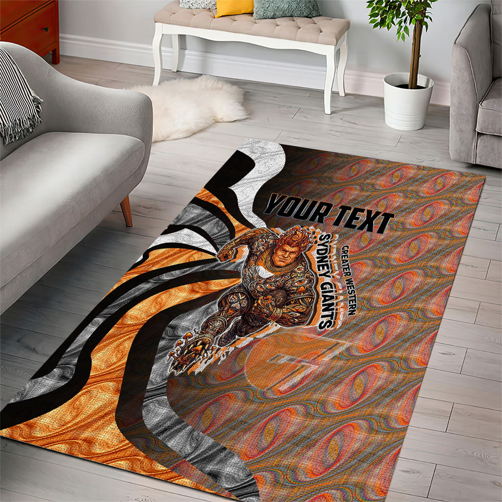 Personalised Greater Western Sydney Giants Area Rug Trippy Psychedelic Abstract Art Mascot Football Fans