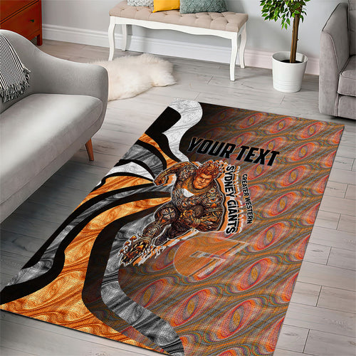 Personalised Greater Western Sydney Giants Area Rug Trippy Psychedelic Abstract Art Mascot Football Fans