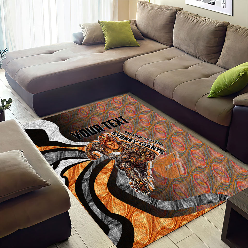Personalised Greater Western Sydney Giants Area Rug Trippy Psychedelic Abstract Art Mascot Football Fans