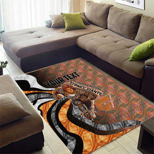 Personalised Greater Western Sydney Giants Area Rug Trippy Psychedelic Abstract Art Mascot Football Fans