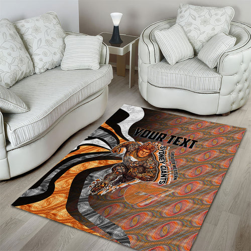 Personalised Greater Western Sydney Giants Area Rug Trippy Psychedelic Abstract Art Mascot Football Fans