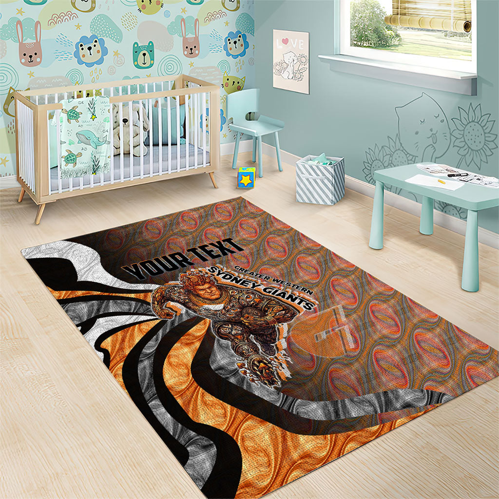 Personalised Greater Western Sydney Giants Area Rug Trippy Psychedelic Abstract Art Mascot Football Fans
