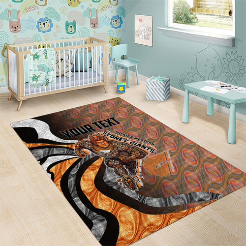 Personalised Greater Western Sydney Giants Area Rug Trippy Psychedelic Abstract Art Mascot Football Fans
