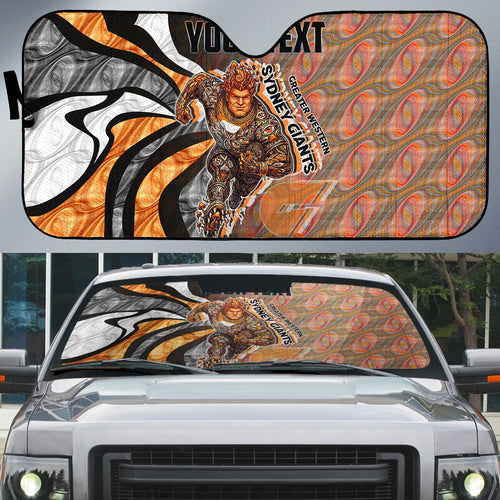 Personalised Greater Western Sydney Giants Auto Sun Shade Trippy Psychedelic Abstract Art Mascot Football Fans
