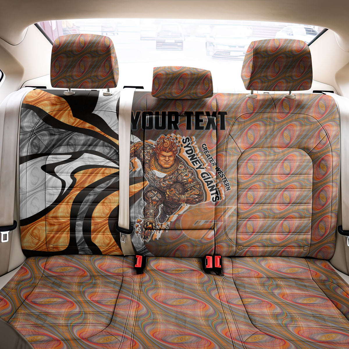 Personalised Greater Western Sydney Giants Back Car Seat Cover Trippy Psychedelic Abstract Art Mascot Football Fans