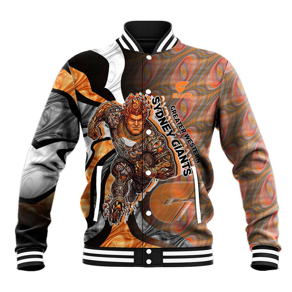 Personalised Greater Western Sydney Giants Baseball Jacket Trippy Psychedelic Abstract Art Mascot Football Fans