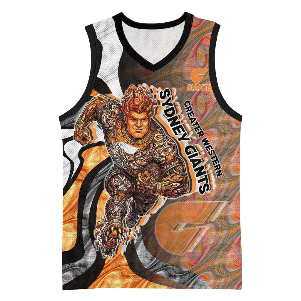 Personalised Greater Western Sydney Giants Basketball Jersey Trippy Psychedelic Abstract Art Mascot Football Fans