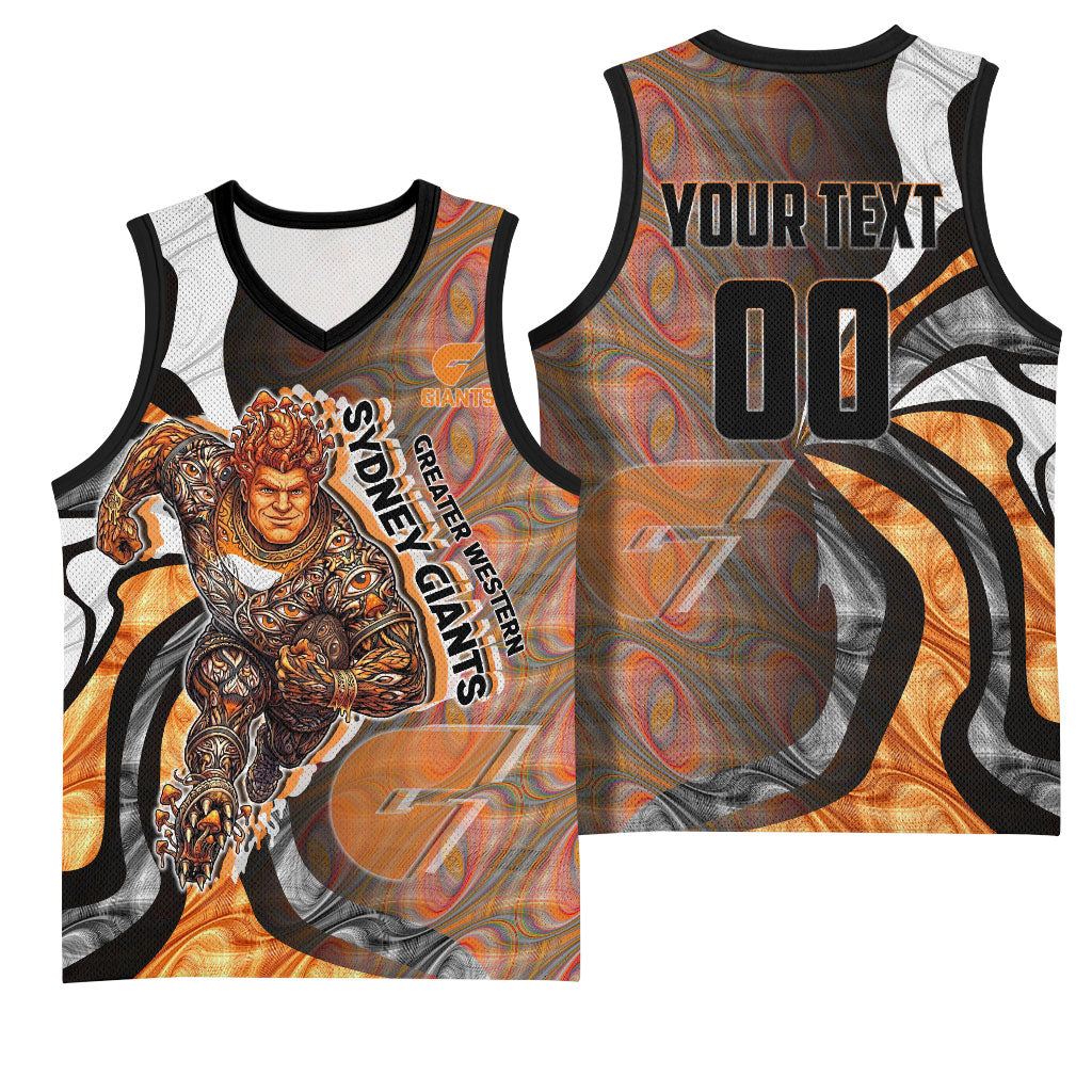 Personalised Greater Western Sydney Giants Basketball Jersey Trippy Psychedelic Abstract Art Mascot Football Fans