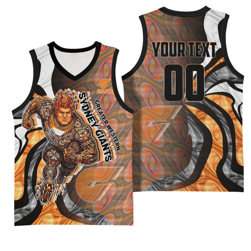 Personalised Greater Western Sydney Giants Basketball Jersey Trippy Psychedelic Abstract Art Mascot Football Fans