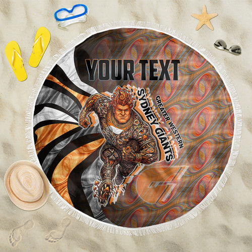 Personalised Greater Western Sydney Giants Beach Blanket Trippy Psychedelic Abstract Art Mascot Football Fans