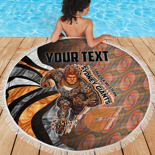 Personalised Greater Western Sydney Giants Beach Blanket Trippy Psychedelic Abstract Art Mascot Football Fans