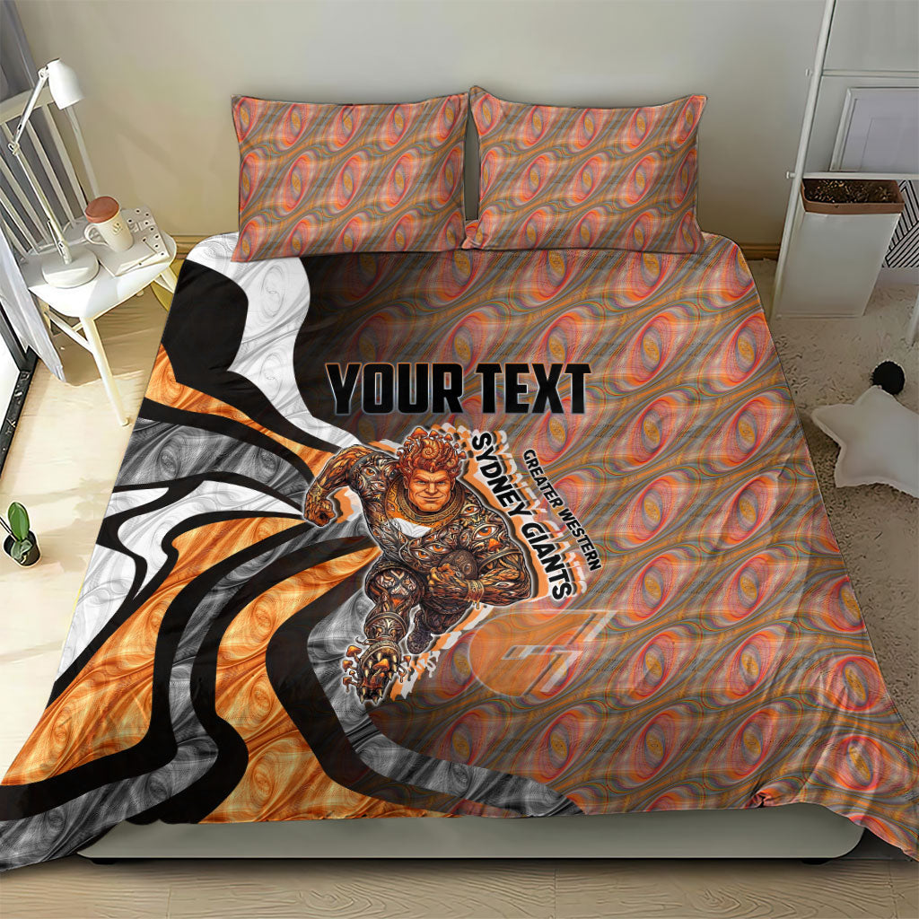 Personalised Greater Western Sydney Giants Bedding Set Trippy Psychedelic Abstract Art Mascot Football Fans