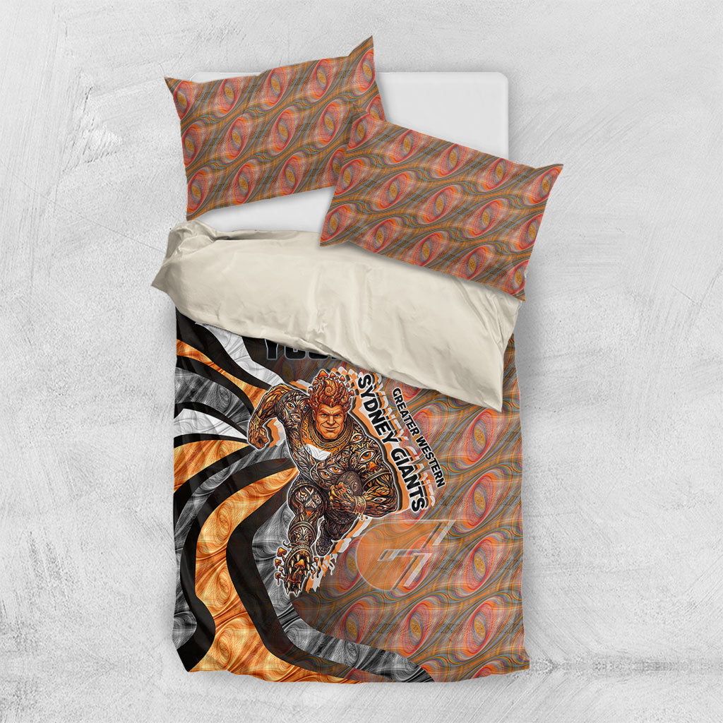 Personalised Greater Western Sydney Giants Bedding Set Trippy Psychedelic Abstract Art Mascot Football Fans