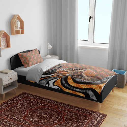 Personalised Greater Western Sydney Giants Bedding Set Trippy Psychedelic Abstract Art Mascot Football Fans