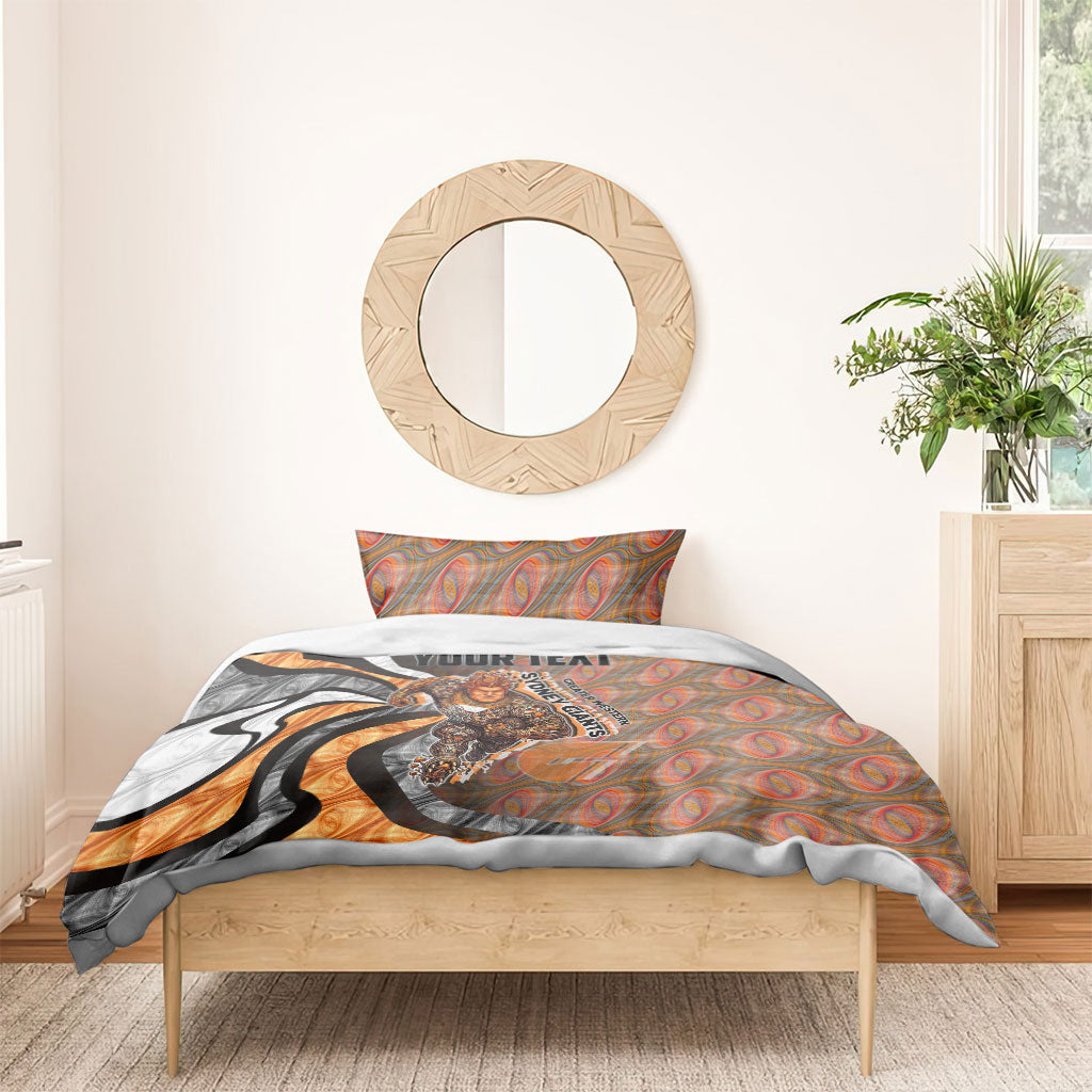 Personalised Greater Western Sydney Giants Bedding Set Trippy Psychedelic Abstract Art Mascot Football Fans