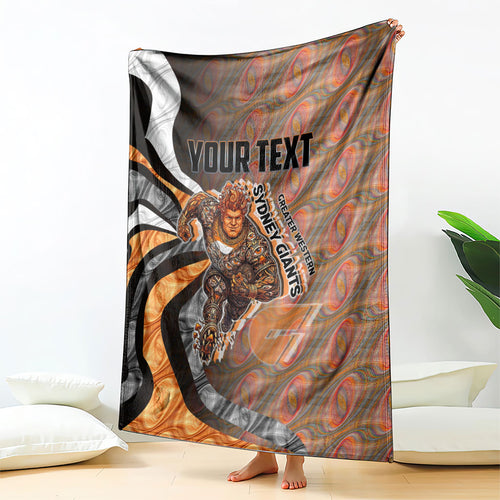 Personalised Greater Western Sydney Giants Blanket Trippy Psychedelic Abstract Art Mascot Football Fans