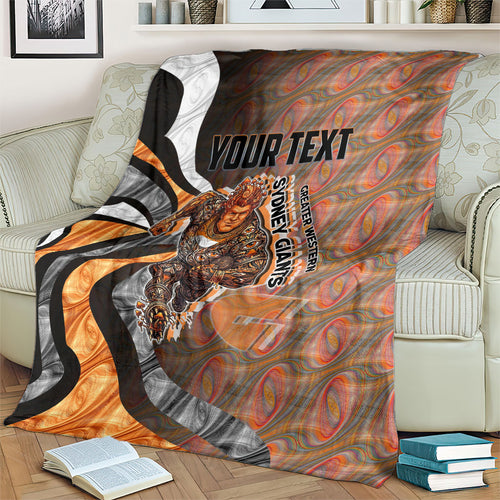 Personalised Greater Western Sydney Giants Blanket Trippy Psychedelic Abstract Art Mascot Football Fans