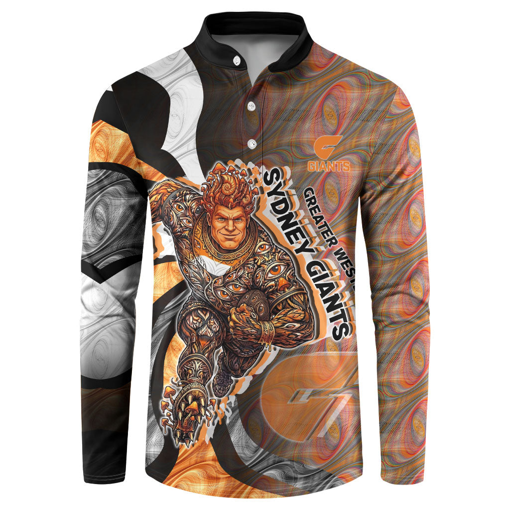 Personalised Greater Western Sydney Giants Button Sweatshirt Trippy Psychedelic Abstract Art Mascot Football Fans