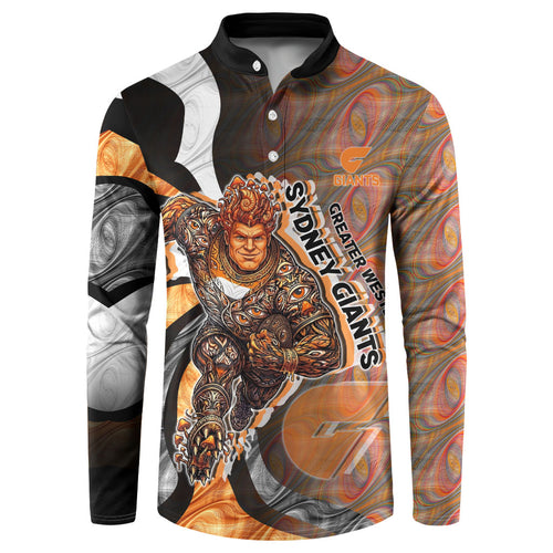 Personalised Greater Western Sydney Giants Button Sweatshirt Trippy Psychedelic Abstract Art Mascot Football Fans