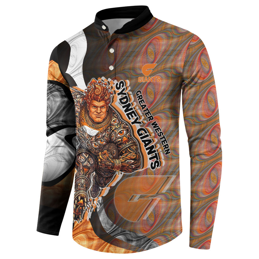Personalised Greater Western Sydney Giants Button Sweatshirt Trippy Psychedelic Abstract Art Mascot Football Fans