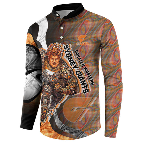 Personalised Greater Western Sydney Giants Button Sweatshirt Trippy Psychedelic Abstract Art Mascot Football Fans