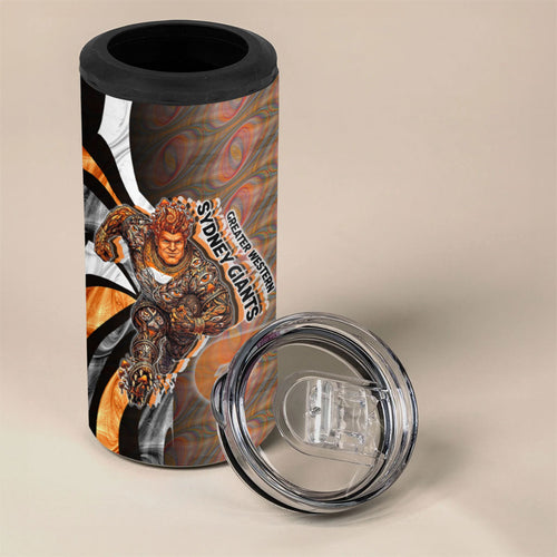 Personalised Greater Western Sydney Giants 4 in 1 Can Cooler Tumbler Trippy Psychedelic Abstract Art Mascot Football Fans
