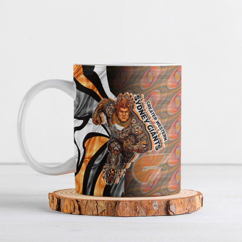 Personalised Greater Western Sydney Giants Ceramic Mug Trippy Psychedelic Abstract Art Mascot Football Fans