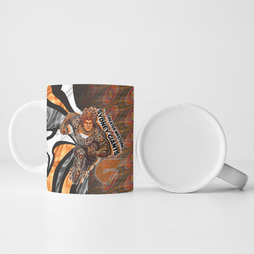 Personalised Greater Western Sydney Giants Ceramic Mug Trippy Psychedelic Abstract Art Mascot Football Fans