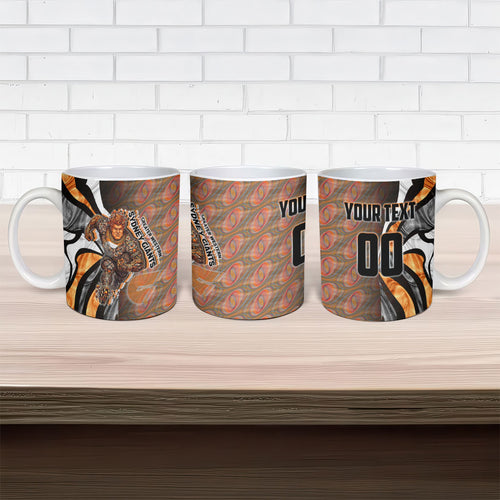 Personalised Greater Western Sydney Giants Ceramic Mug Trippy Psychedelic Abstract Art Mascot Football Fans