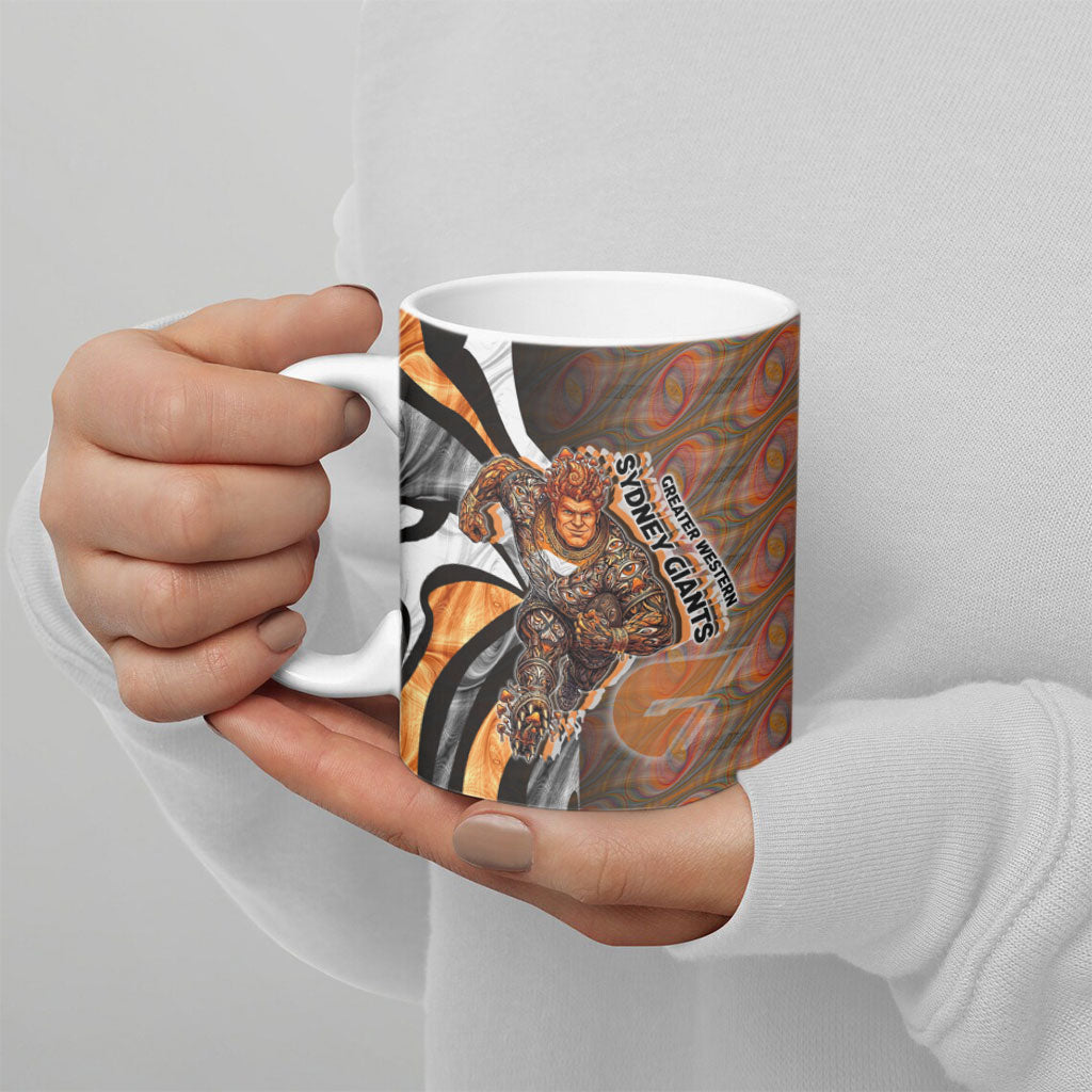 Personalised Greater Western Sydney Giants Ceramic Mug Trippy Psychedelic Abstract Art Mascot Football Fans