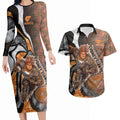 Personalised Greater Western Sydney Giants Couples Matching Long Sleeve Bodycon Dress and Hawaiian Shirt Trippy Psychedelic Abstract Art Mascot Football Fans