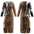 Personalised Greater Western Sydney Giants Couples Matching Long Sleeve Bodycon Dress and Hawaiian Shirt Trippy Psychedelic Abstract Art Mascot Football Fans