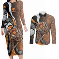 Personalised Greater Western Sydney Giants Couples Matching Long Sleeve Bodycon Dress and Long Sleeve Button Shirt Trippy Psychedelic Abstract Art Mascot Football Fans