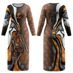 Personalised Greater Western Sydney Giants Couples Matching Long Sleeve Bodycon Dress and Long Sleeve Button Shirt Trippy Psychedelic Abstract Art Mascot Football Fans