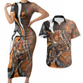 Personalised Greater Western Sydney Giants Couples Matching Short Sleeve Bodycon Dress and Hawaiian Shirt Trippy Psychedelic Abstract Art Mascot Football Fans