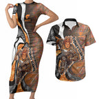 Personalised Greater Western Sydney Giants Couples Matching Short Sleeve Bodycon Dress and Hawaiian Shirt Trippy Psychedelic Abstract Art Mascot Football Fans