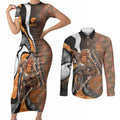 Personalised Greater Western Sydney Giants Couples Matching Short Sleeve Bodycon Dress and Long Sleeve Button Shirt Trippy Psychedelic Abstract Art Mascot Football Fans