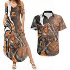 Personalised Greater Western Sydney Giants Couples Matching Summer Maxi Dress and Hawaiian Shirt Trippy Psychedelic Abstract Art Mascot Football Fans