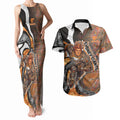 Personalised Greater Western Sydney Giants Couples Matching Tank Maxi Dress and Hawaiian Shirt Trippy Psychedelic Abstract Art Mascot Football Fans